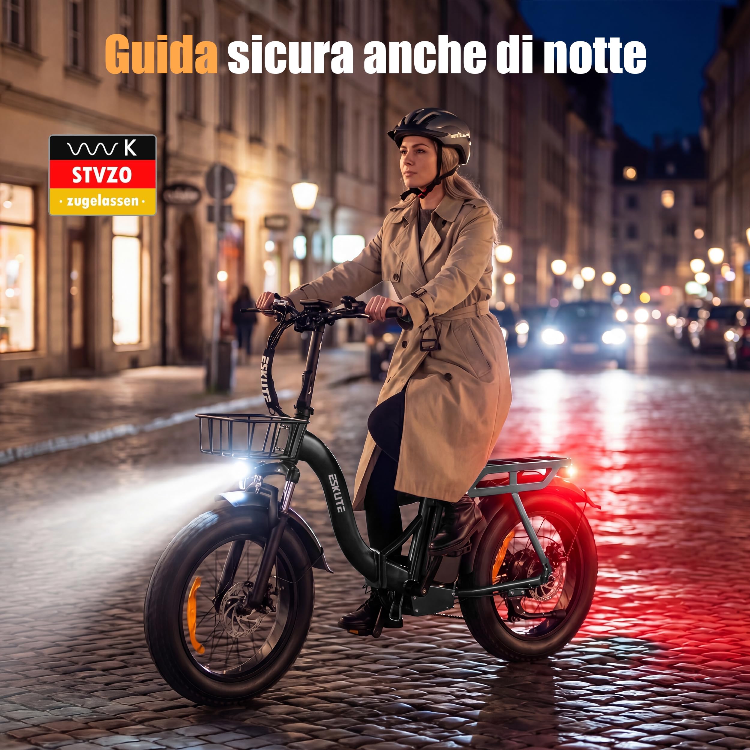 ESKUTE D202 Pro Bicicletta Elettrica Adulti 20×4.0 Fat Bike, eBike Uomo Donna con Batteria Rimovibile 48V 20.8Ah, Bici Elettrica All Terrain a 7 Velocità, Pneumatici Larghi, Autonomia fino a 100KM