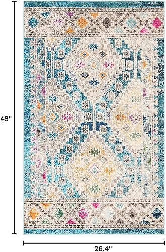 Vista 281 de Safavieh Madison Collection MAD418F - Alfombra de área con diamantes, Polipropileno, Azul Oscuro/Amarillo