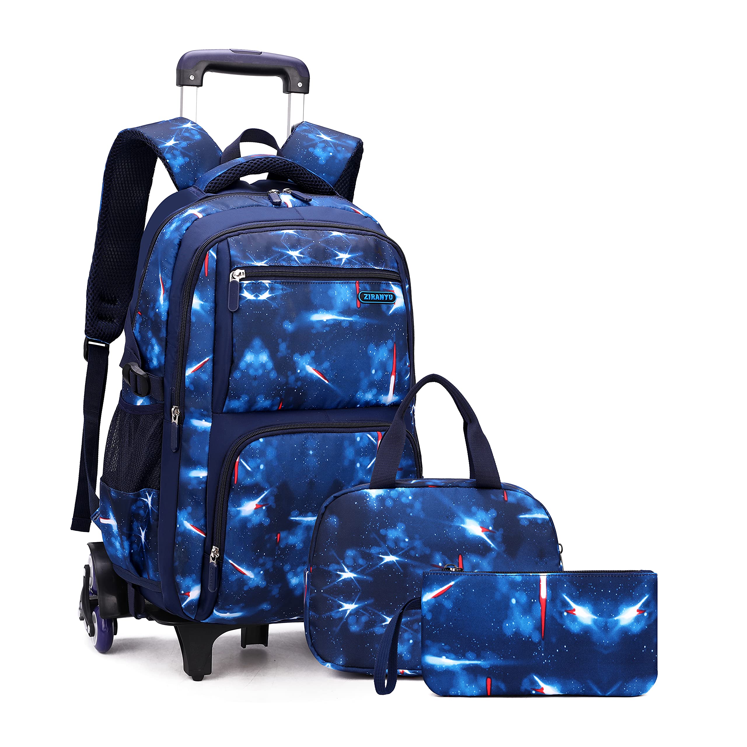 HTgroce Mochila Escolar con Ruedas para Niños Mochila con Ruedas para niños Mochila con Ruedas con Bolsa de Almuerzo más Fresca Kit Escolar 3 en 1Mochila Escolar con Ruedas.