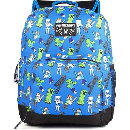 Minecraft Characters All Over Print Kids Blue Backpack Boys Rucksack