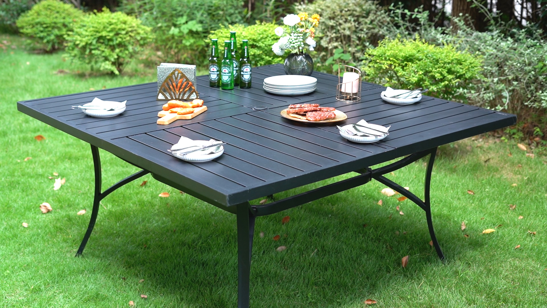 Black Metal Patio Furniture Black Dining Table Outdoor Outdoor Dining  Wrought Iron Dining Table Set Patio Furniture, image size:1920x1080