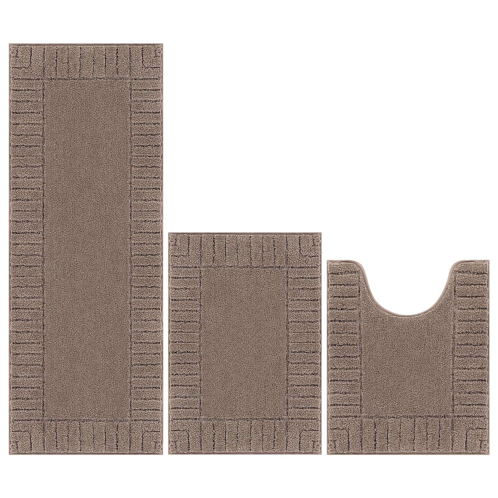 Pauwer Set di tappeti da bagno 3 pezzi tappeti da bagno doccia con contorno a forma di U tappetino da bagno assorbente in microfibra tappetini da bagno antiscivolo lavabili in lavatrice set di