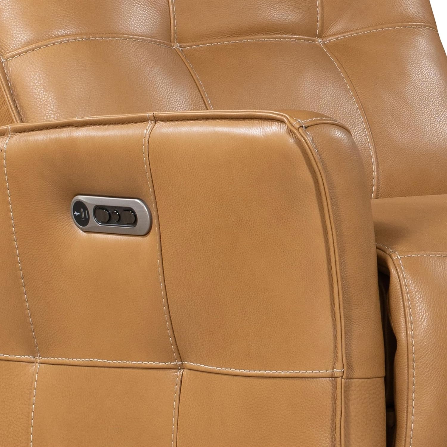 Pemberly Row Leather Zero Gravity Power Recliner, 32.5"W x 36"D x 41.5"H, Butterscotch Top Grain Leather, Modern Tufted Design, Cordless Battery Pack, USB Charger, Relaxation and Therapeutic Seating