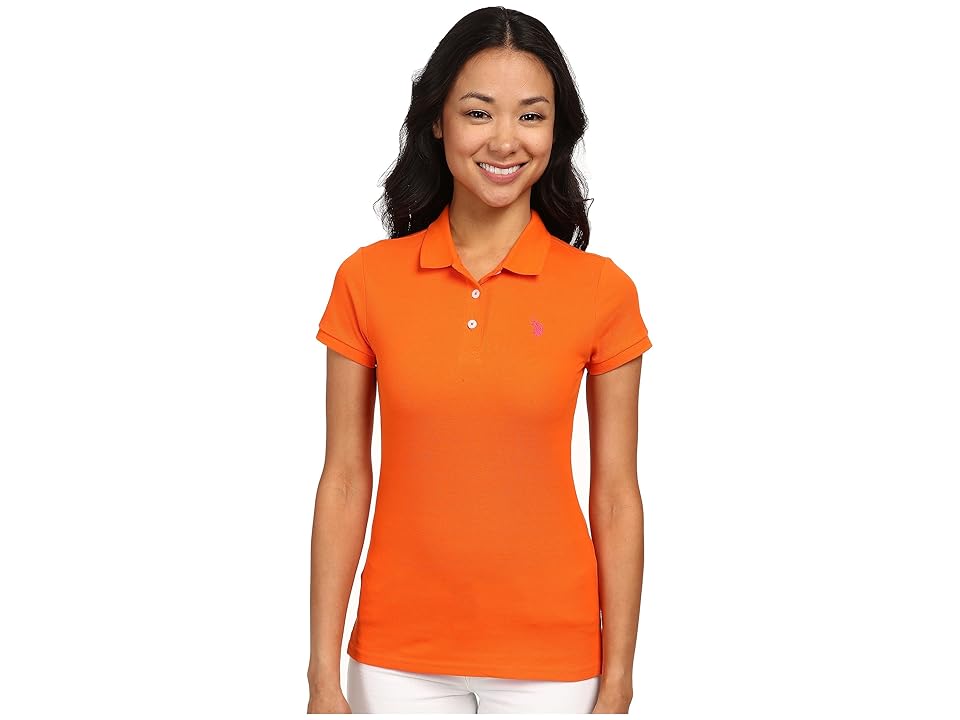 

U.S. POLO ASSN. Solid Small Pony Polo (Orange/Pink) Women's Short Sleeve Pullover