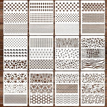 Set of 12 Stencils Wall Design Set A4 Stencil for Crafts Reusable Painting Plastic Painting Stencils for Painting on Wood Furniture Wall Home Decor DIY Scrapbooking