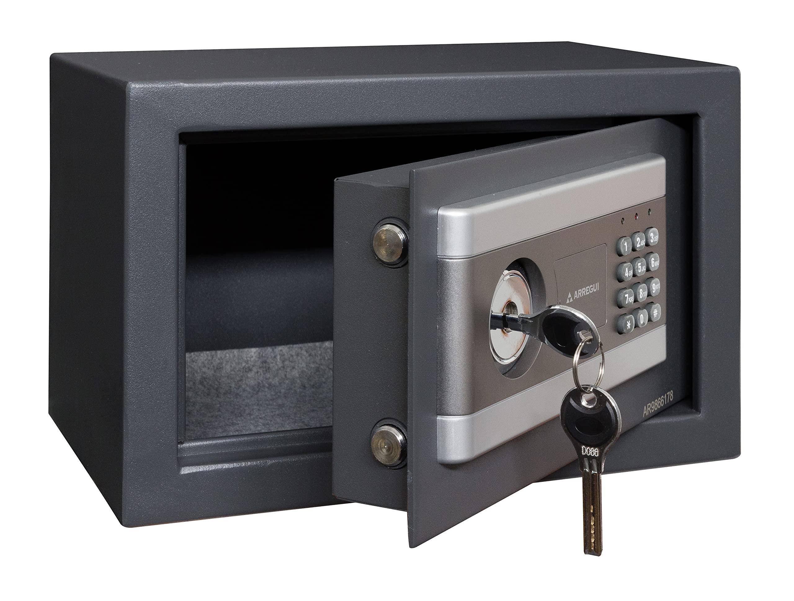 ARREGUI Stylo 19010-S1 Caja Fuerte de Acero Con Apertura de Doble Seguridad, Cerradura Electrónica más Llave, con Códigos Programables, Caja de Seguridad para Hogar y Negocios, 20 x 31 x 20 cm, 8 L