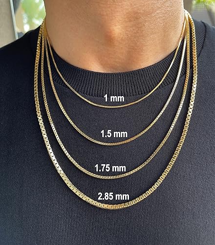 Miniatura 2 de Cadena de oro real de 14 quilates y 10 quilates 0.039 in, 0.049 in, 0.059 in, 0.069 in, 0.112 in, collar de cadena de eslabones de oro amarillo