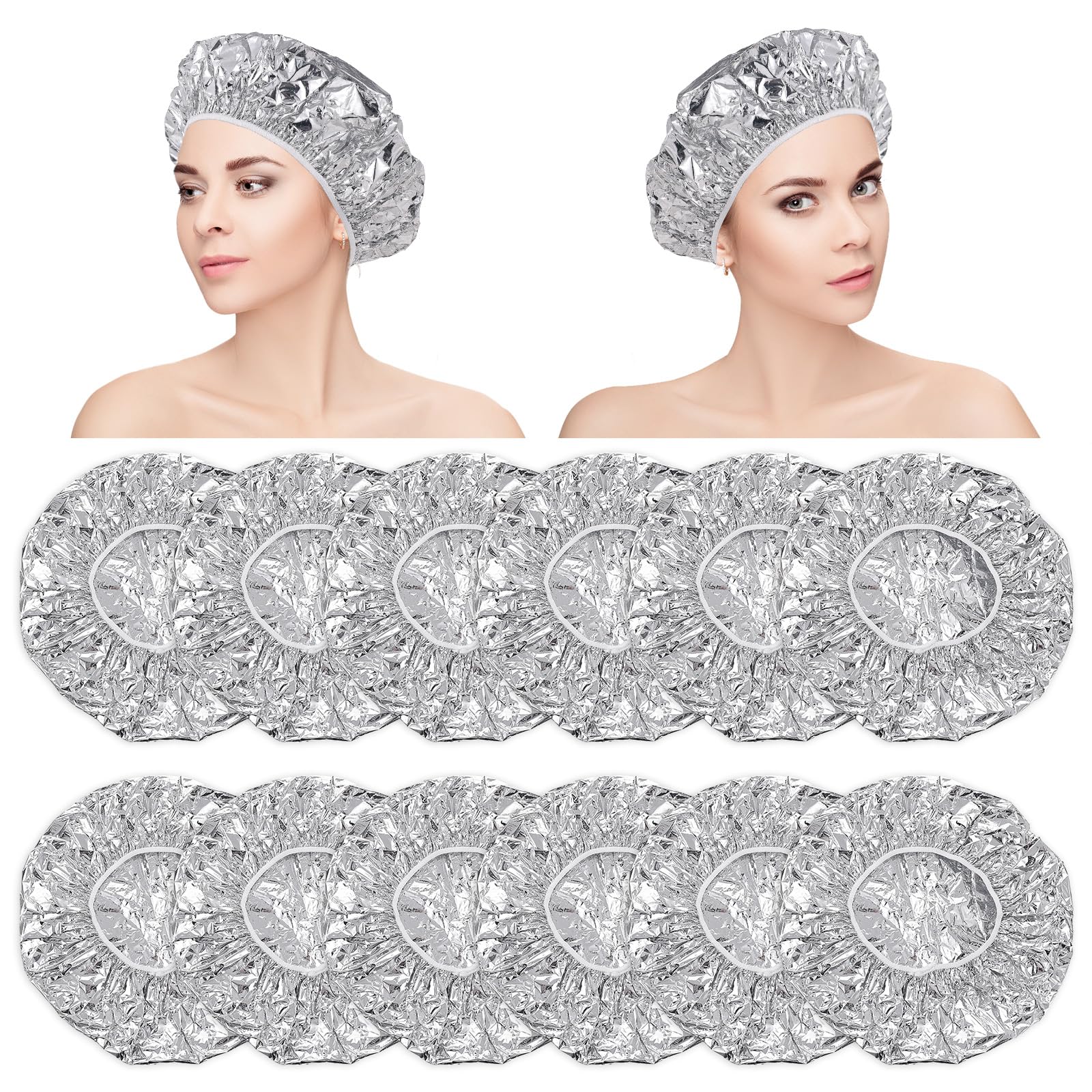 12 Pcs Disposable Aluminum Hair Cap Heat Cap for Deep Conditioning Aluminum Foil Hat Hair Treatment Processing Caps Deep Conditioning Hair Cap Disposable Shower Caps Hair Dye Cap for Home Salon Use
