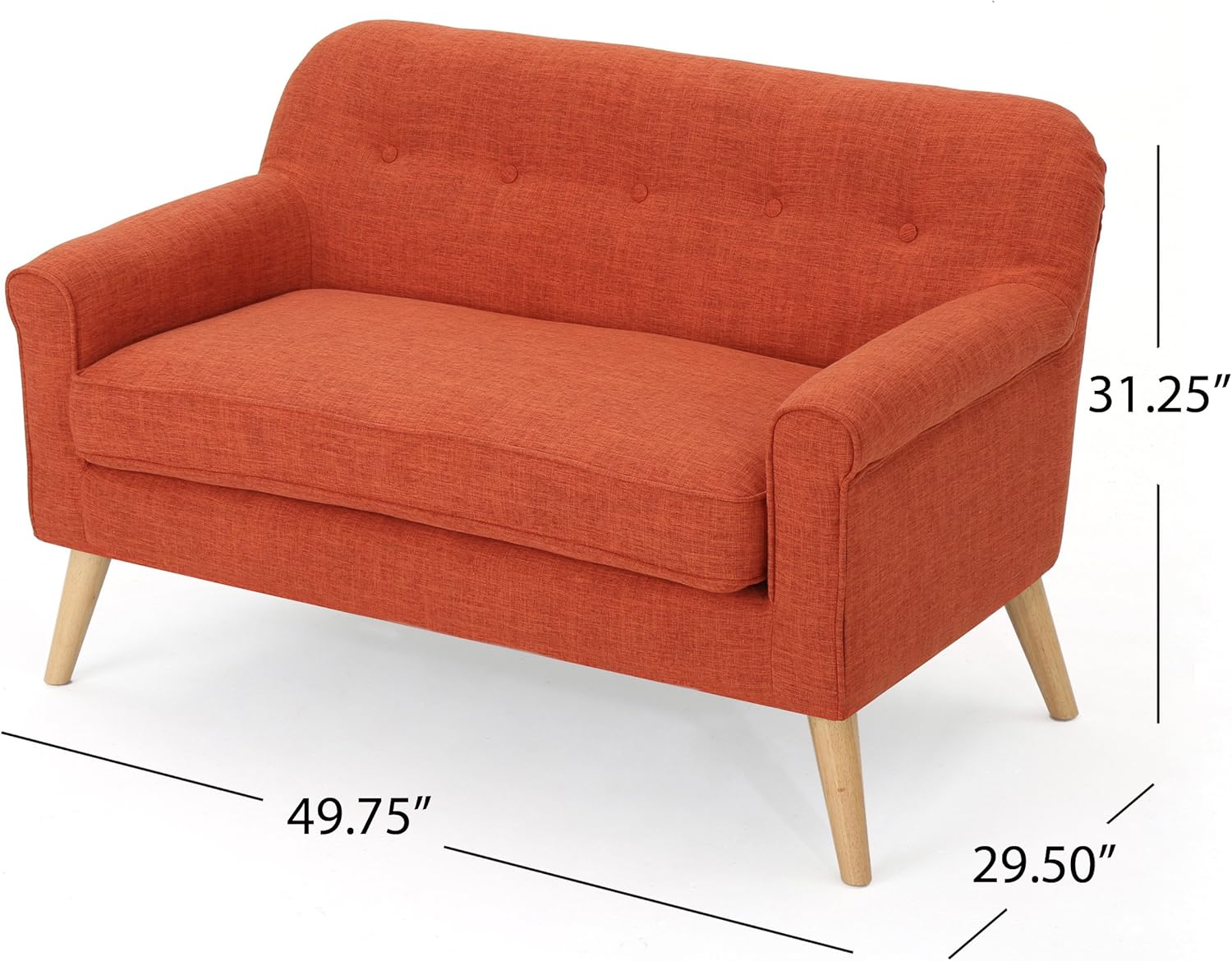Christopher Knight Home Mariah Mid-Century Modern Loveseat, Muted Orange