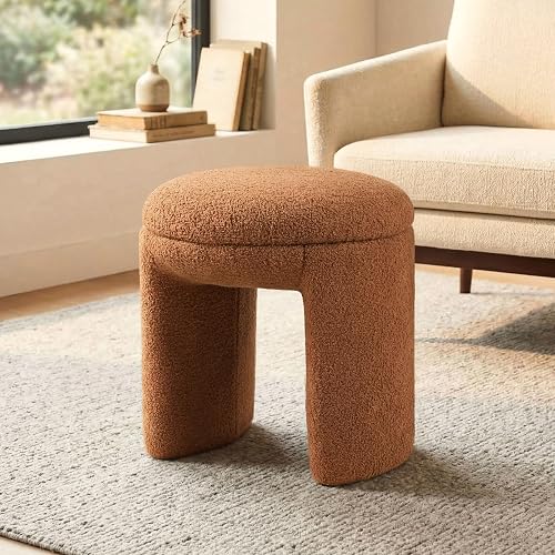 Furniture of America Rami Modern 18-inch Solid Wood Upholstered Ottoman