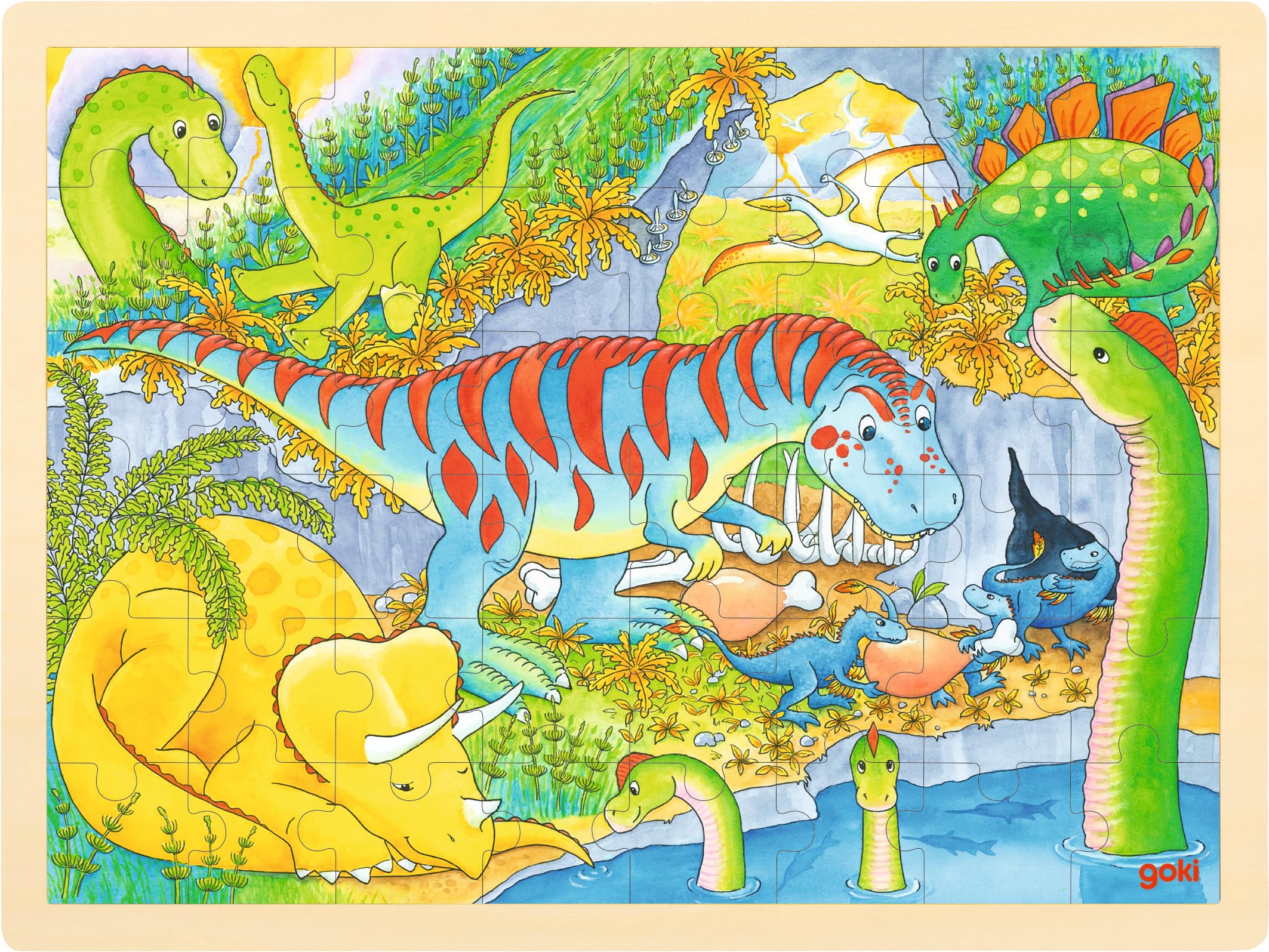 Goki Dinosaur Jigsaw Puzzle - 48 Pieces - Multicolor