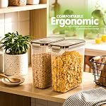 KICHLY Boîte de 4 Stockage des contenants céréaliers - Distributeur de céréales & Contenants de stockage pour l'organisation et le stockage des garde-mangers - Distributeurs de nourriture pour comptoirs de cuisine et boîtes à biscuits