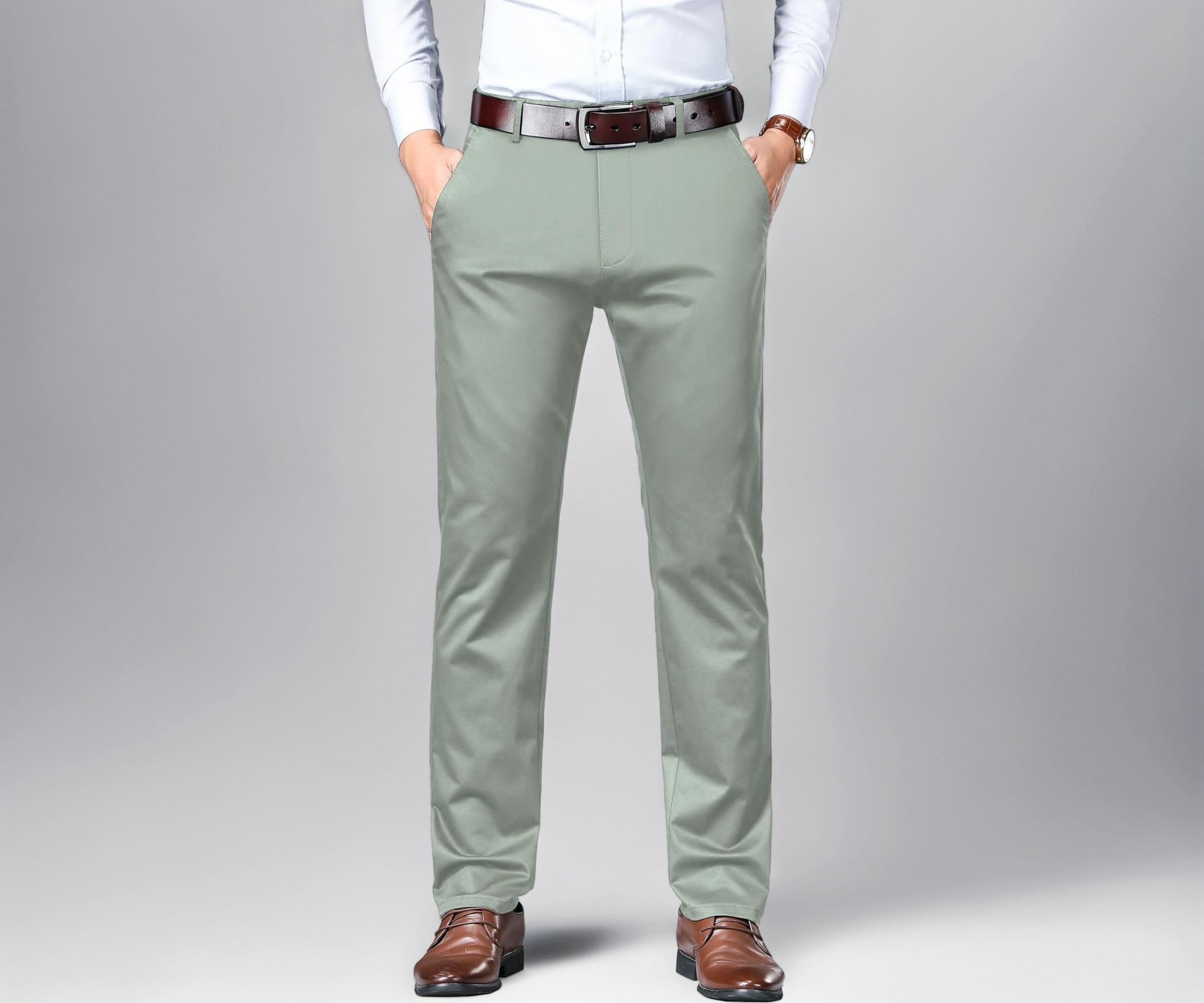 AVANOVA Men's Trousers Light Business Style Slightly Stretch Straight Leg Pants for Outdoor Casual Daily Trouser II Men's Regular Casual Pants Trouser (Trouser 126)
