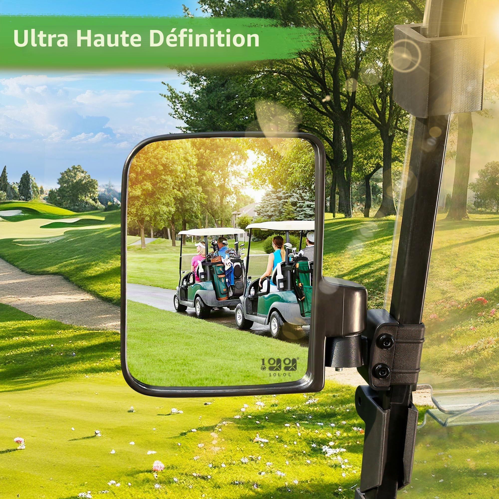 10L0L Rétroviseurs latéraux pour voiturettes de golf, rétroviseurs latéraux rabattables sans perçage pour Yamaha EZGO Club Car Golf Buggy etc.