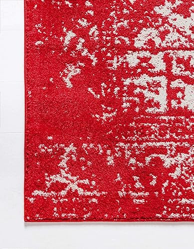 Miniatura 7 de Unique Loom Richmond Collection Medallion - Alfombra oriental sobreteñida, ALN001, 2 pies x 6 pies, rojomarfil