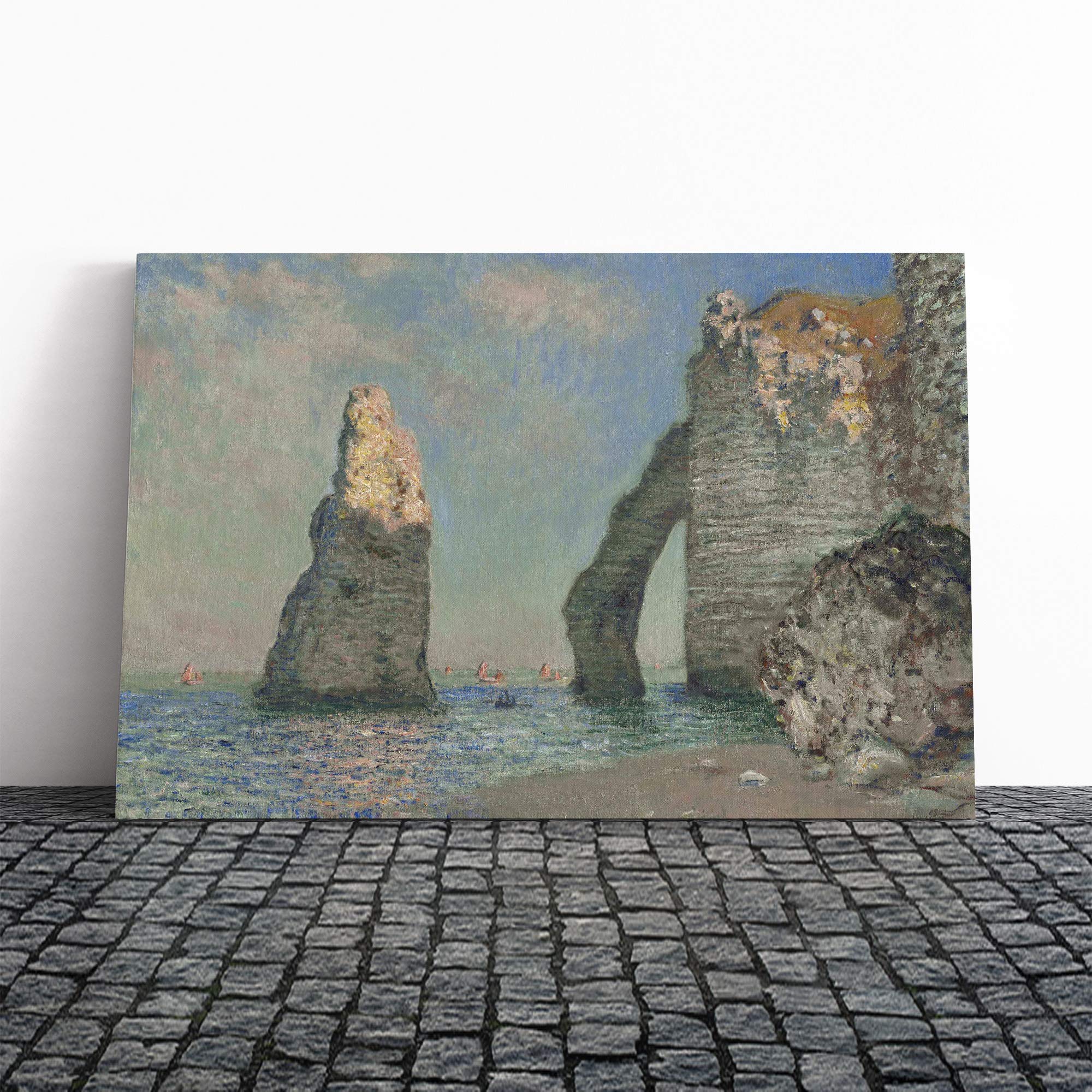 Claude Monet Sea Cliffs Canvas Print | Gallery Wrapped 30mm Frame Wall Art | 30x20 inches | Ready to Hang | Modern Seascape Picture | Living Room Bedroom Lounge Office