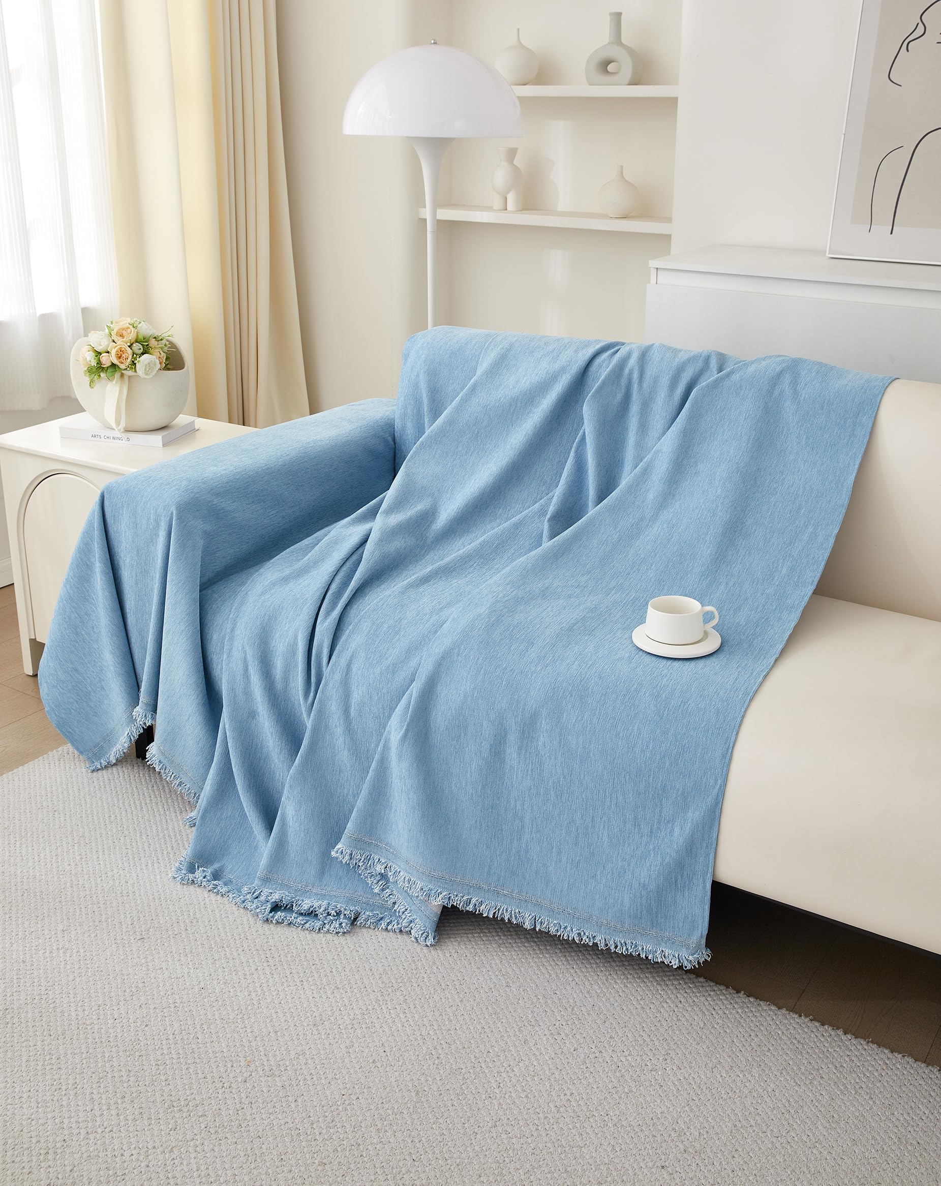 Meicynhoger Funda de Sofá Cama Impermeable 3 Plazas,260x180 cm, Fundas de Clic Clac de Chenilla Anti-desgarros para Perros y Gatos (Azul, Large)