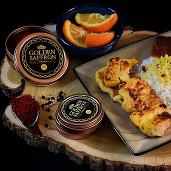 Golden Saffron, Finest Pure Premium All Red Saffron Threads, Grade A+ Super Negin, Non-GMO Verified. For Tea, Paella, Rice, Desserts, Golden Milk and Risotto (2.0 Grams)