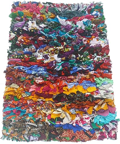 Chardin home Alfombra de pelo arcoíris multicolor Alfombra bohemia para dormitorio, cocina, entrada baño y más Alfombra de trapo reciclada chindi