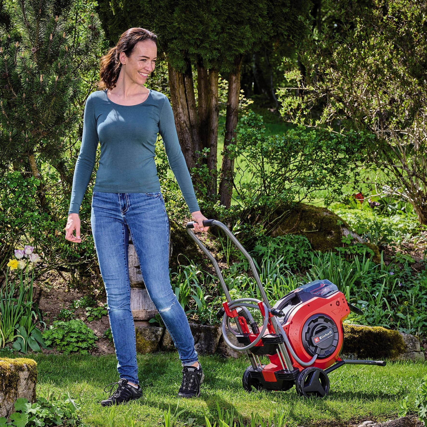 Einhell Chariot de transport pour enrouleur de tuyau (Avec sac collecteur de déchets verts, piquets)