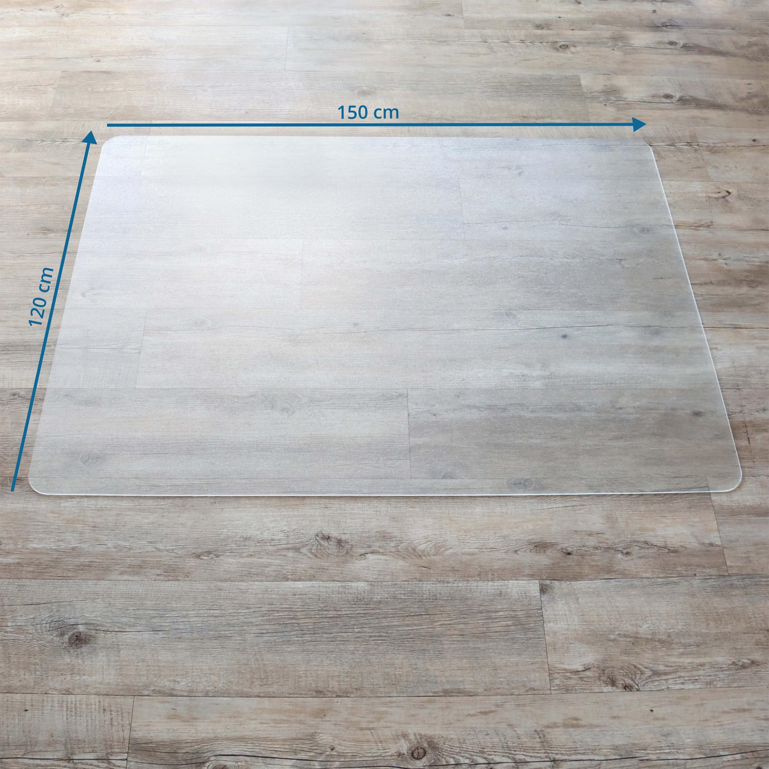 Bodenschutzmatte PET Allergiker geeignet transparent PVC Vinyl frei 2,0 mm stark (120 x 150 cm)