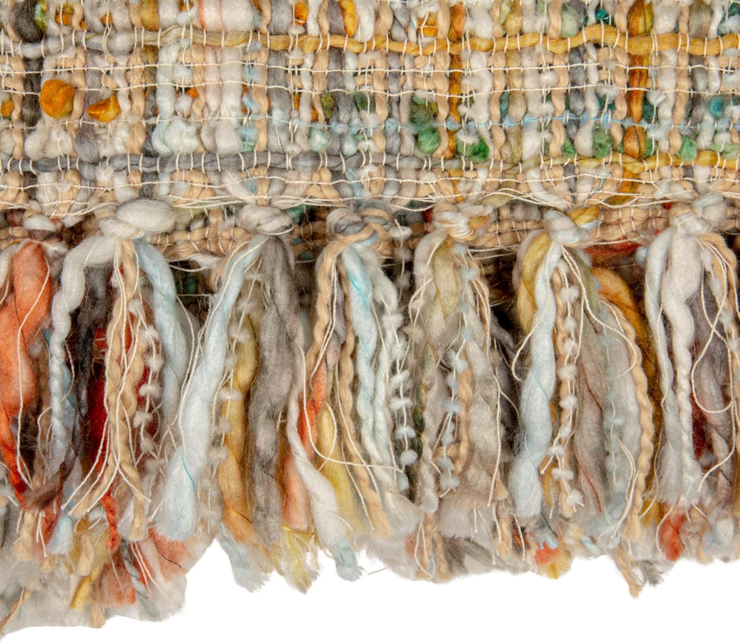 Creative Co-Op Woven Acrylic Bouclé Throw Blanket with Fringe, Multicolor