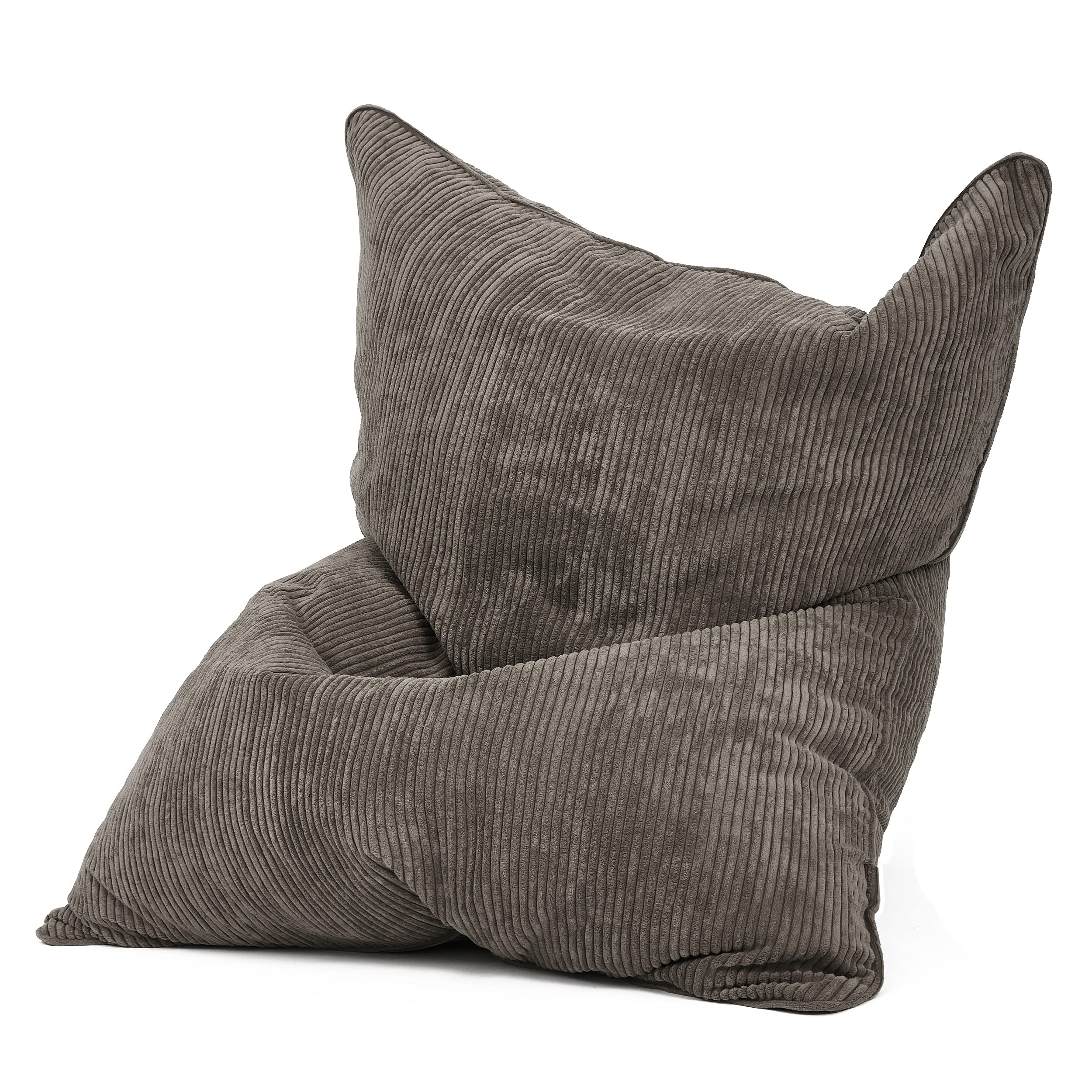 Green Bean Square XXL Indoor Bezug aus Kord 140 x 180 cm - ohne Füllung - Sitzsackhülle, Sitzsackbezug - 600D Oxford, Cord - kuschelig, weich, robust - waschbar, mit Innensack - Anthrazit