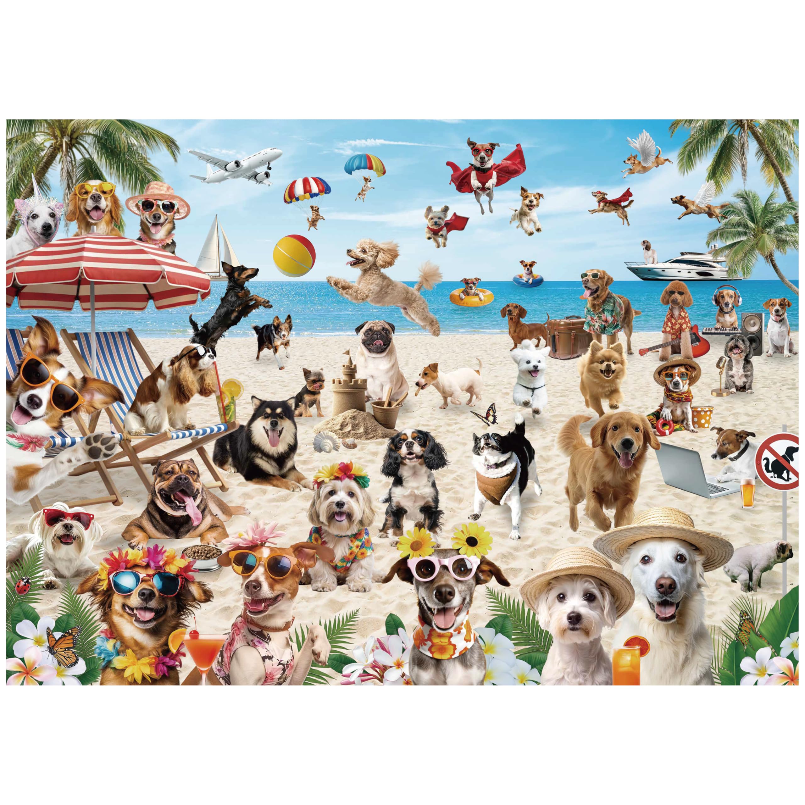 JOYIN 300 pcs Vacation Pups Dog Puzzles, Jigsaw Puzzle for Kids and Adults(27.6" x 19.7"), Vacation Puppy Theme Puzzles for Toddlers, Easter