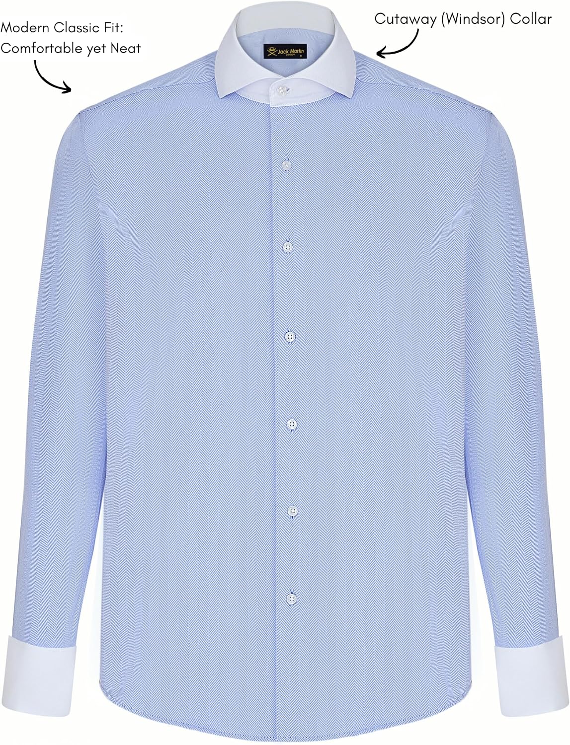 Men's French Cuff Dress Shirts with Cutaway Collar | Cufflinks Included | Luxe Long Sleeve Button-Up Shirt for Men image 3