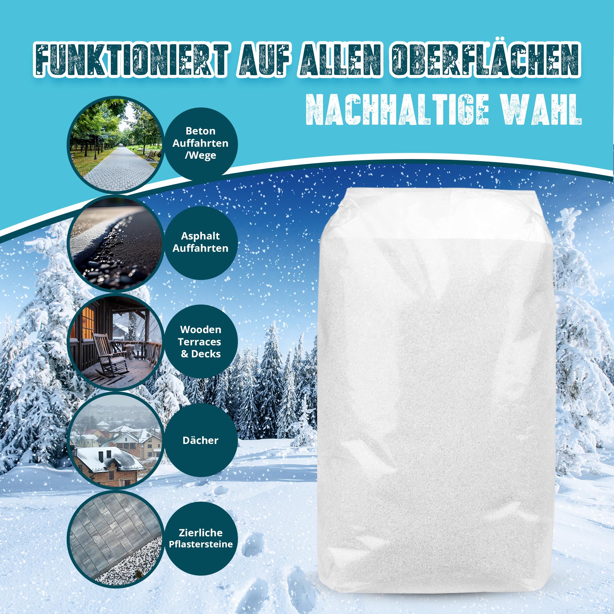 Sel de voirie 25 kg | sel de déneigement élégant et unique | sel pour verglas | sel pour neige et glace | sac de 25 kg efficace | rapide et attractif pour un hiver sûr