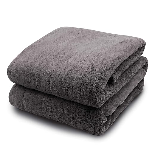 BIDDEFORD BLANKETS Micro Plush Electric Heated Blanket with Digital Controller, Full, Grey