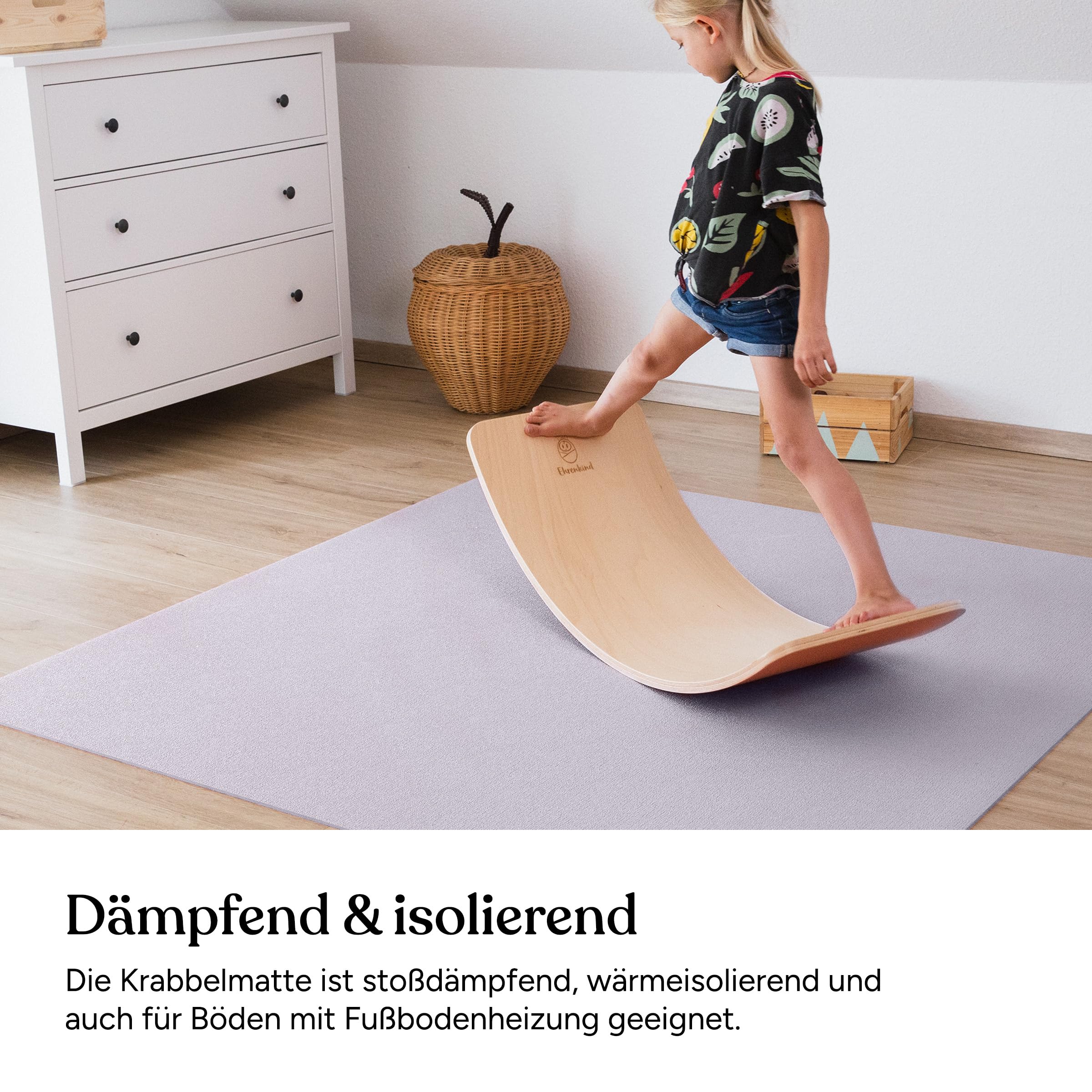 Ehrenkind® Made in Germany Anti-Rutsch Krabbelmatte Oeko-Tex Matten | Spielmatte Baby | Größe 120x180cm BEIGE