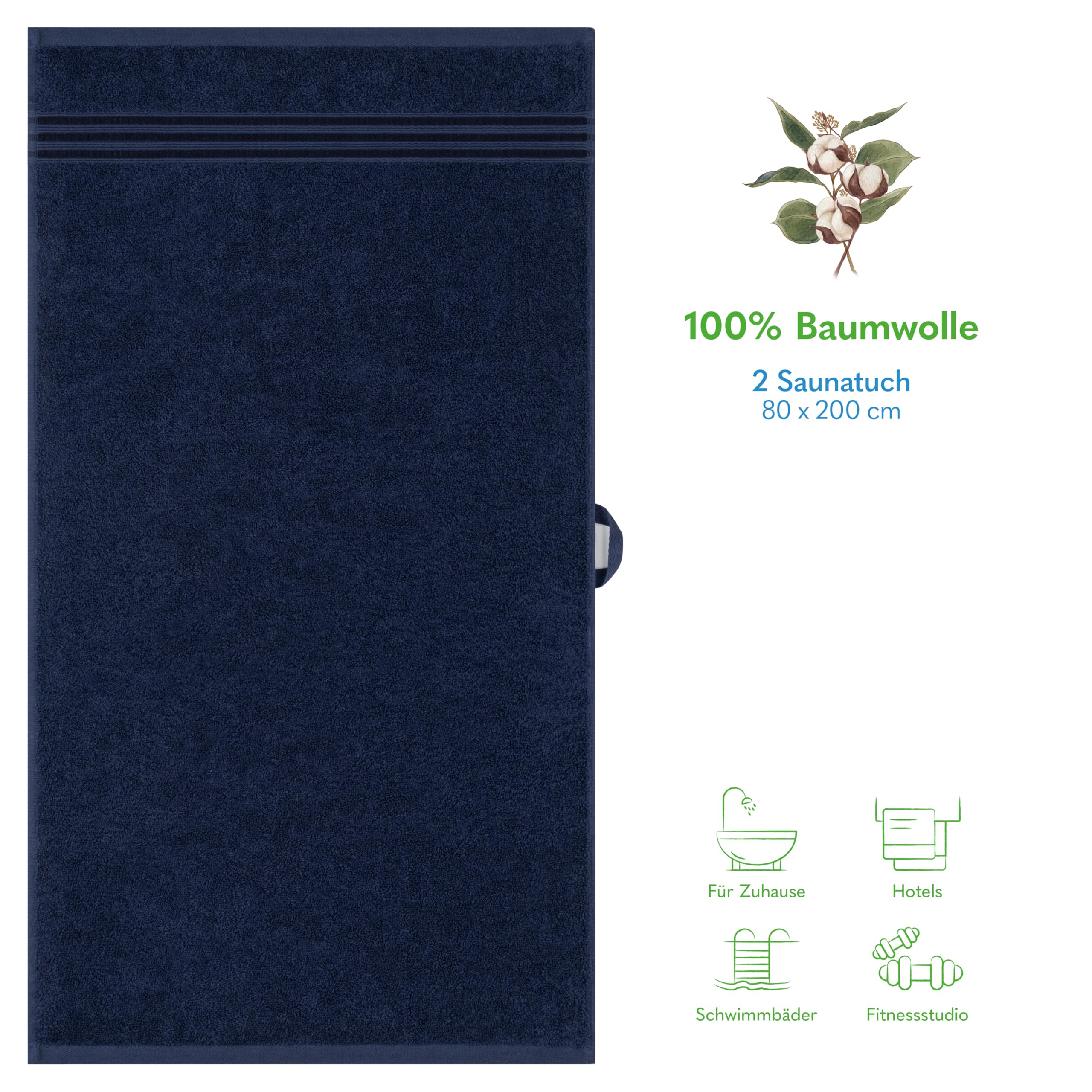 Hammetex Saunahandtuch 2er Set 80x200 cm – Bild 4