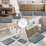 Walensee Large Bathroom Rug (24 x 72, Slate) Extra Soft and Absorbent Shaggy Bathroom Mat Machine Washable Microfiber Bath Mat for Bathroom, Non Slip Bath Mat, Luxury Bathroom Floor Mats