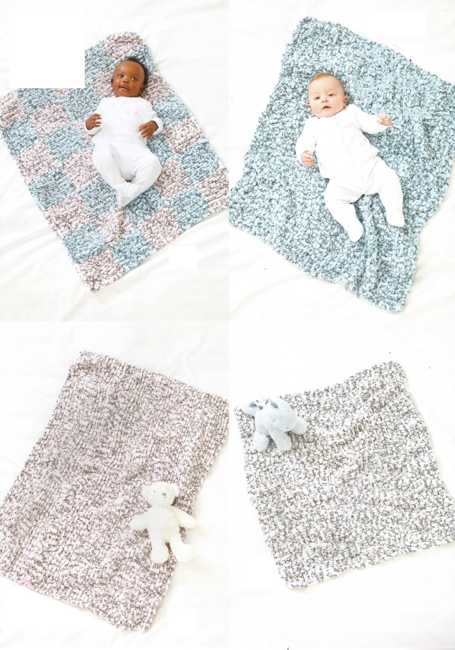 King Cole Super Yummy Knitting Pattern - 5973 Blankets (4 Designs)
