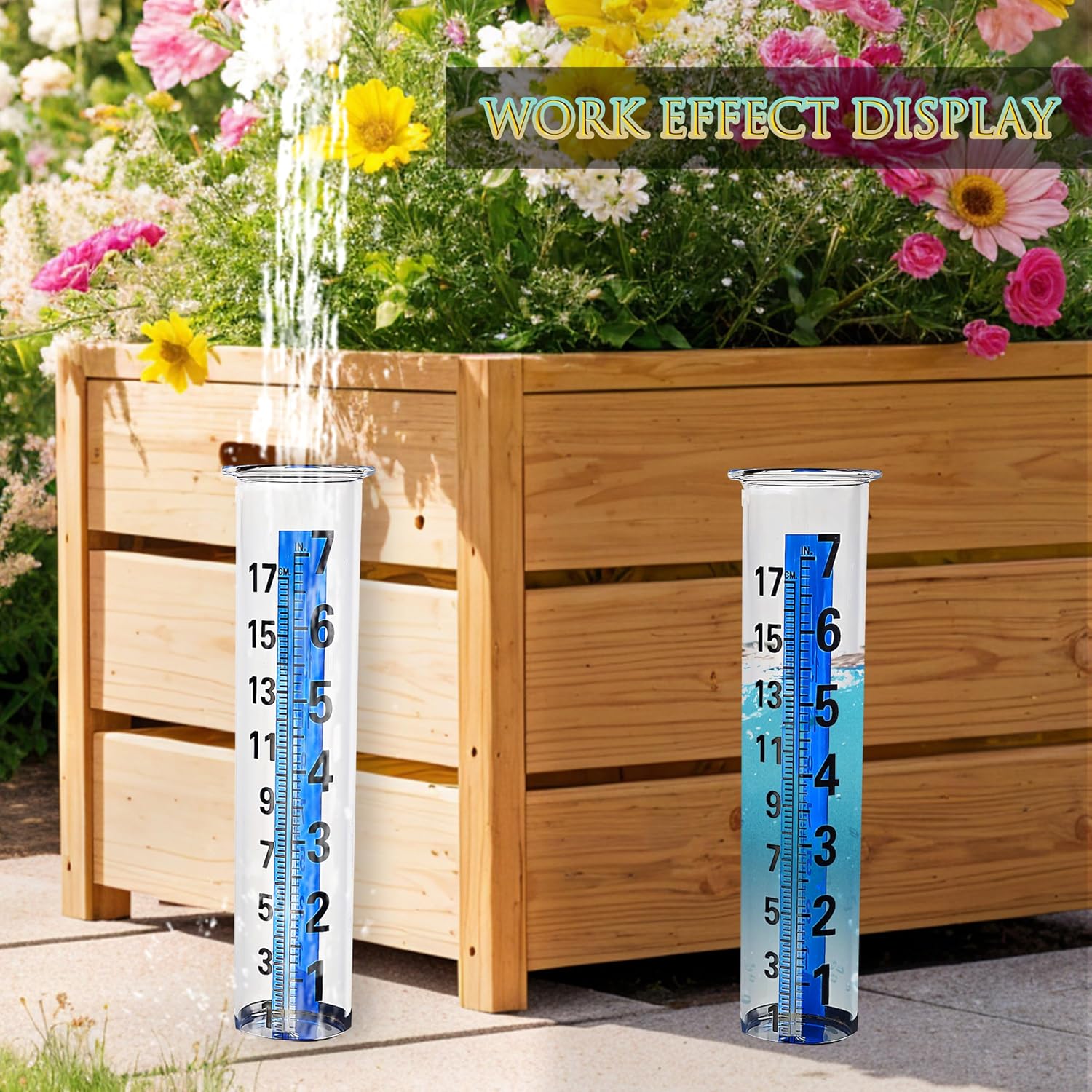 JOYBEE 7" Capacity Glass Rain Gauge Replacement Tube for Outdoors Yard Garden(2 pcs)