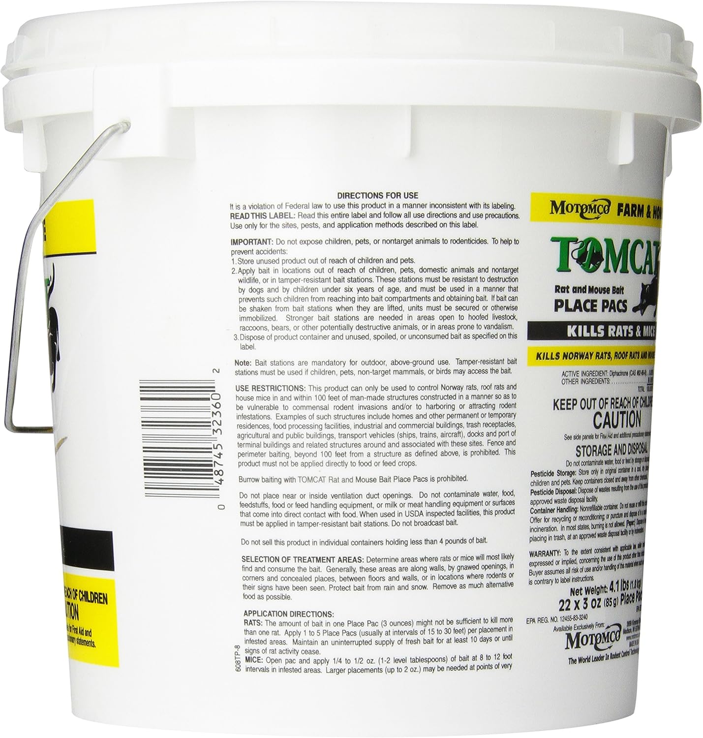 MOTOMCO Tomcat Mouse and Rat Pack/Pail, 3-Ounce, 22 Count Pail