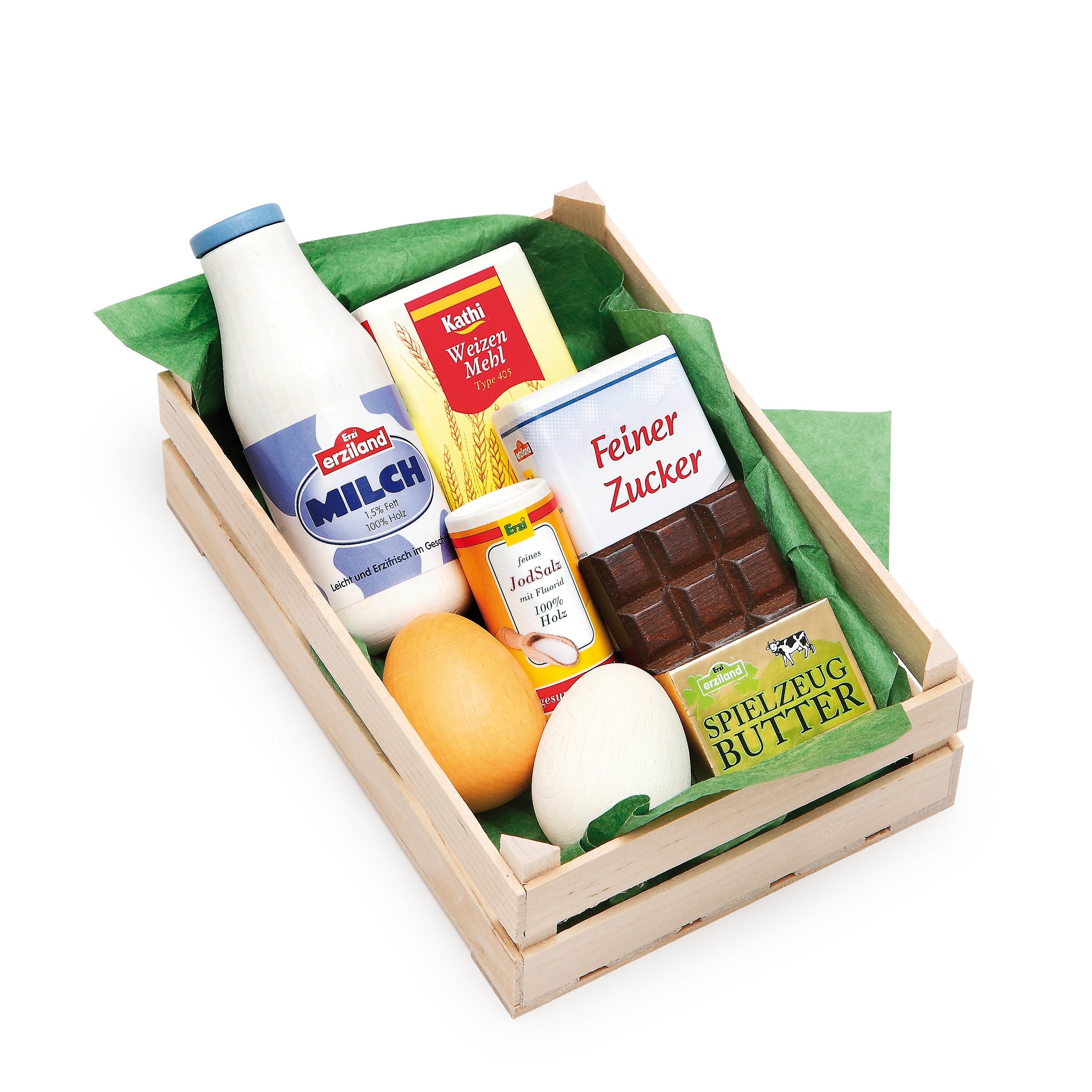 Erzi Pretend Play Wooden Grocery Shop Merchandize Assorted Baking Ingredients