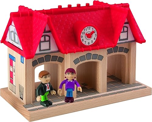 Miniatura 3 de Eichhorn Estación de sonido de madera para juegos de trenes (4 piezas), marrón