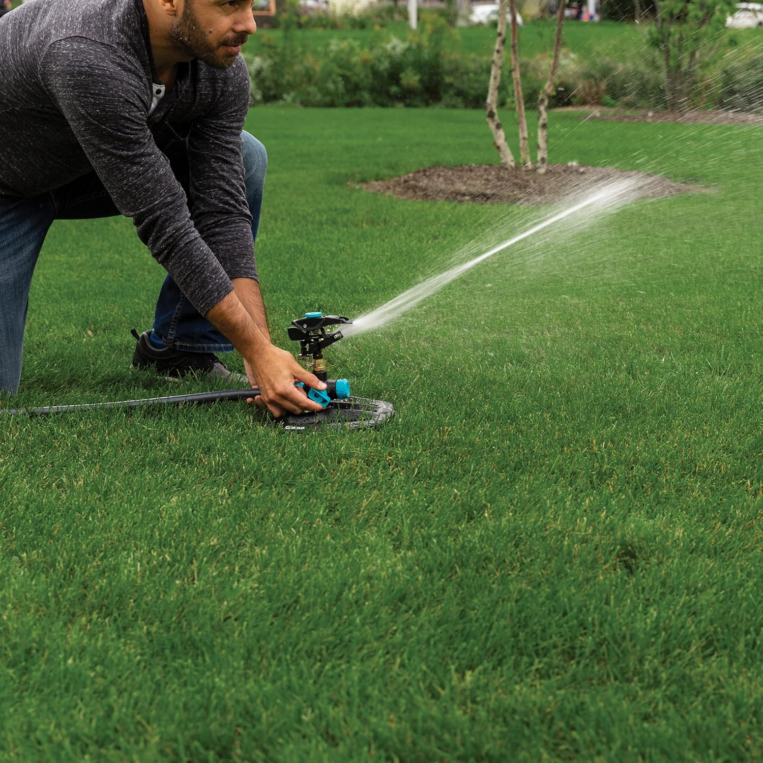 Gilmour Heavy Duty Circular Water Sprinkler, Rotating Sprinkler Head with Adjustable Spray Pattern, Lawn Sprinkler for Large Area Coverage