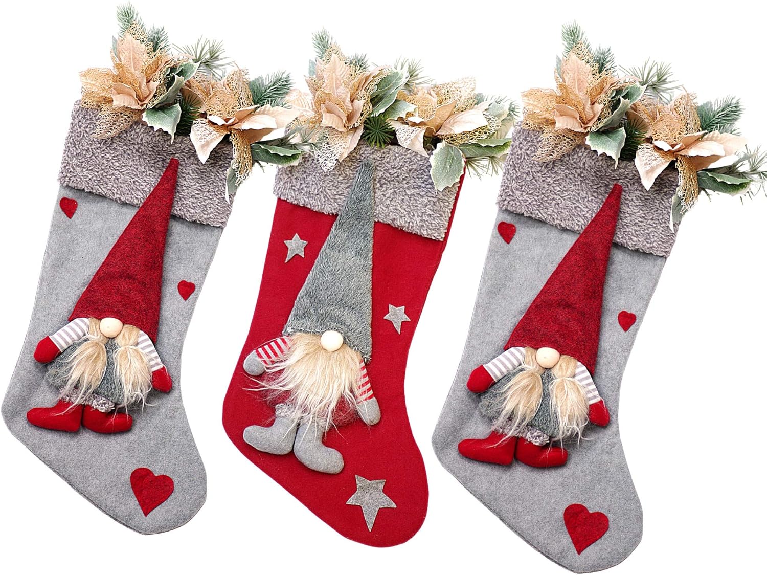 18 Inch Christmas Stockings (3 x Stockings) Big Christmas