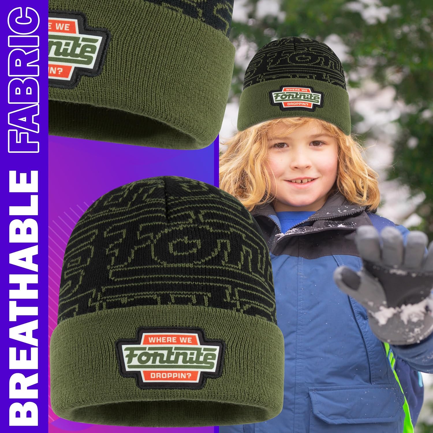 Fortnite Beanie Hat for Boys Teens 6–14 Yrs, Warm Cozy Knitted Hat, Winter Accessories School, Travel, Gamer Gifts for Boys - Image 5