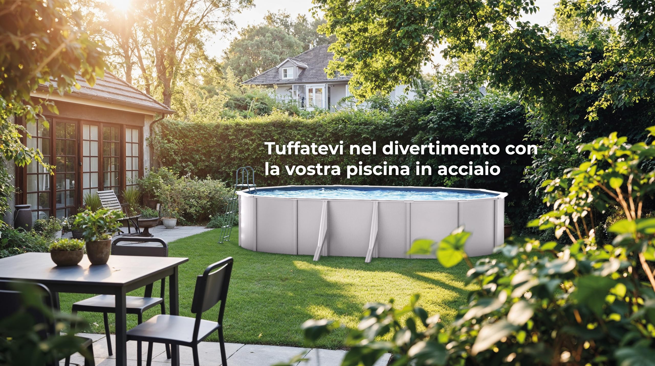 Piscina Gre KITPROV618 Atlantis - Piscina fuori terra in acciaio, ovale, colore bianco. Piscine smontabili per giardino. 610 x 375 x 132 cm.