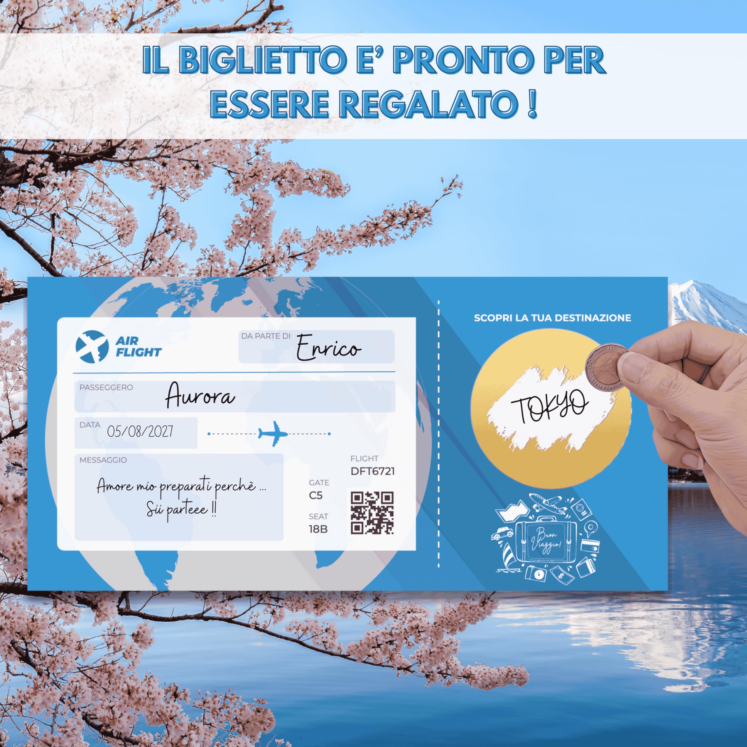 Biglietto Aereo Finto Regalo - Biglietto Viaggio Sorpresa con Busta Inclusa Stile Vintage e Moderno