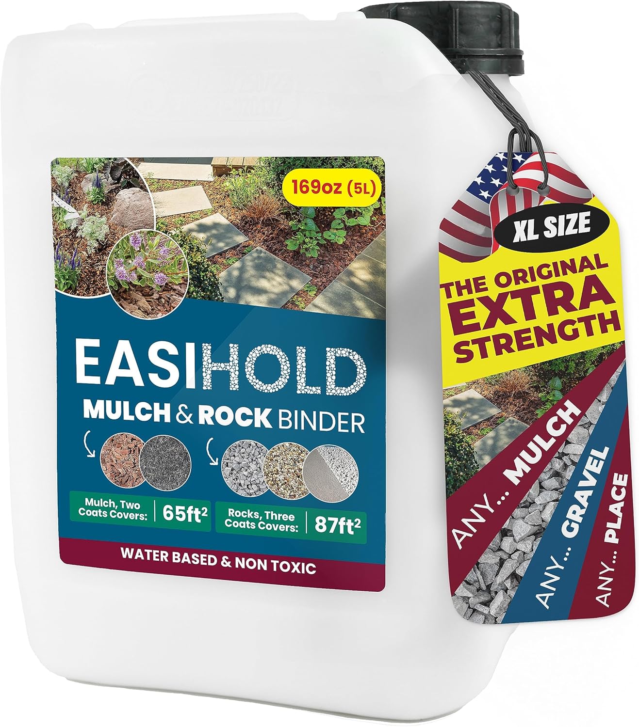 EASIHOLD The Original Mulch & Gravel Glue XL 1.3 Gallons, Lasts Up to