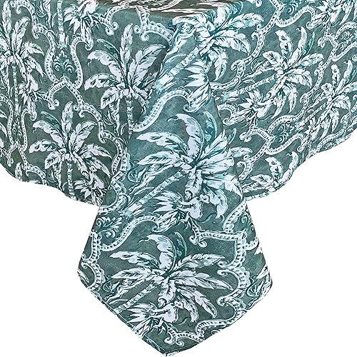 Miniatura 5 de Newbridge Mantel rectangular de tela, 52 x 70 pulgadas, palmas tropicales verdes, mantel de tela impresa para interiores y exteriores, liquidación