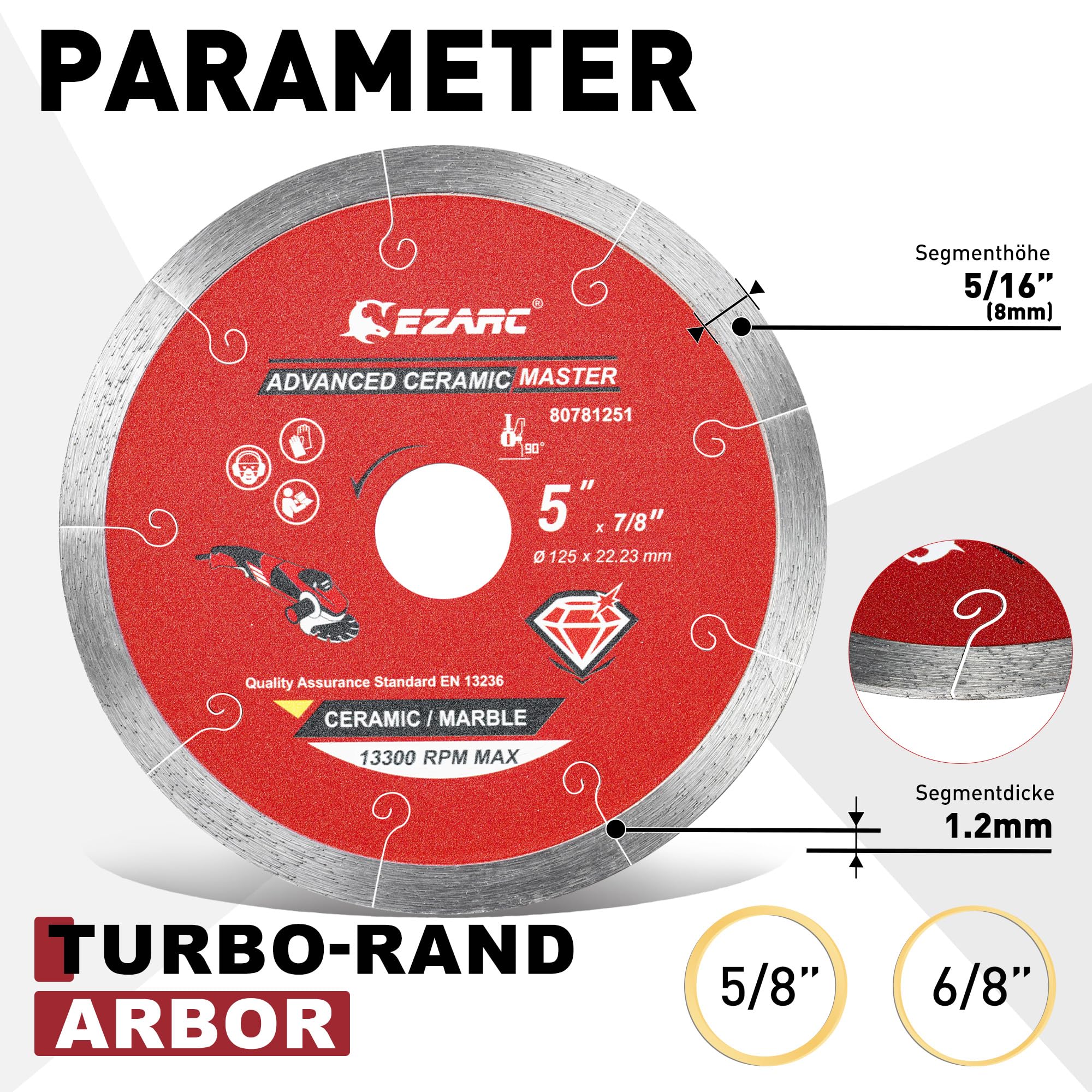EZARC Super cienka diamentowa tarcza do cięcia 125 mm.