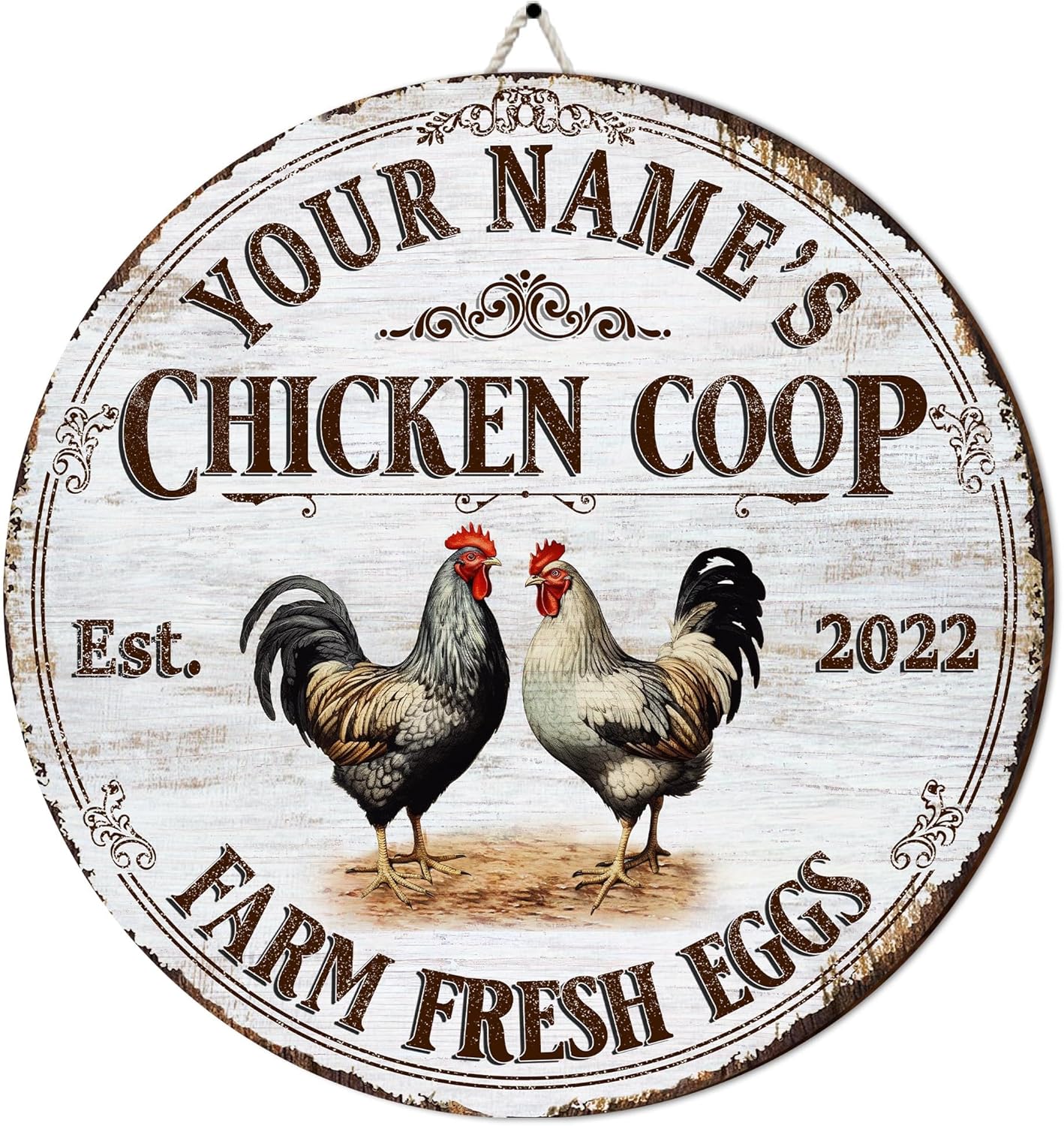 Artsy Woodsy Custom Vintage Chicken Coop Wood Sign (Not Carved or Neon Sign) Wall Door Plaque Decor, Personalized Hen House Fluffy Hut Poultry House Chick Inn Farmhouse Kitchen Funny Chicken Sign (32)