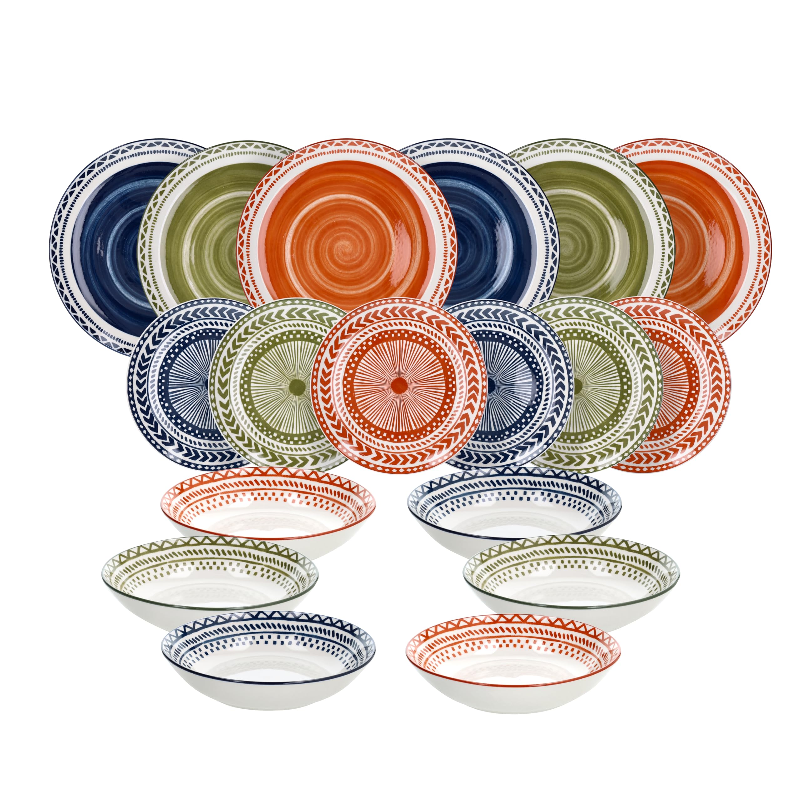 Tognana Hakuna, Servizio piatti 18 pezzi per 6 persone, Porcellana, Multicolor