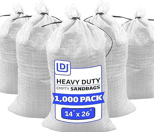 Miniatura 28 de DURASACK Bolsas de arena resistentes con cuerdas de amarre, bolsas de arena de polipropileno tejidas vacías para control de inundaciones con 1600